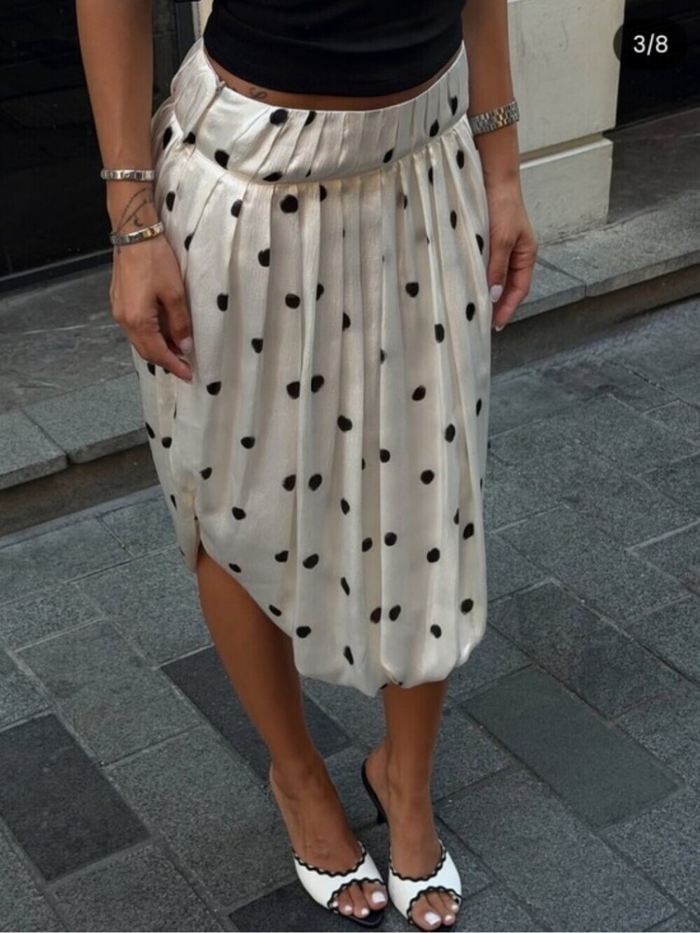 New Zara ZW Collection Polka Dot Midi Balloon Skirt/Strapless Top Blouse XS NWT - Picture 3 of 11